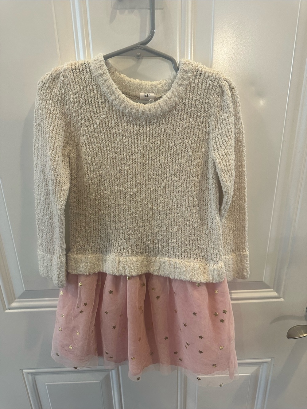 GAP Cream Knit Sweater Top with Pink Tulle Star Skirt